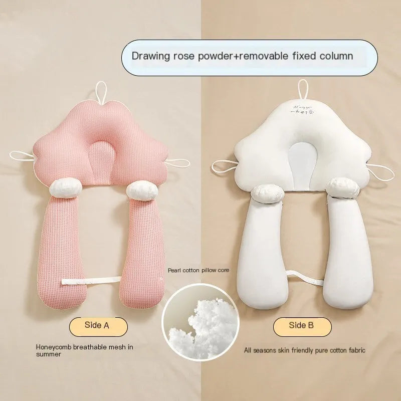 U-shaped baby head shaping pillow in pure cotton with detachable support column