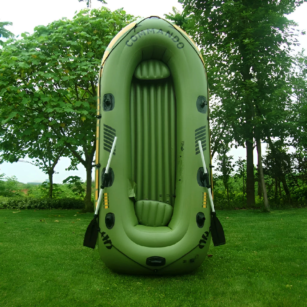 WTY thickened inflatable drifting boat green for 2-3 person outdoor fishing with kayak paddle and pump