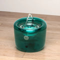 Grey and green pet automatic water fountain with circulating filter and USB power cable