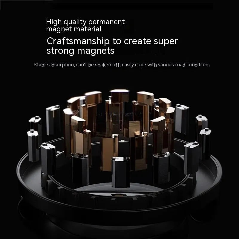 All-metal foldable magnetic car phone mount in Qian colour for dashboard placement