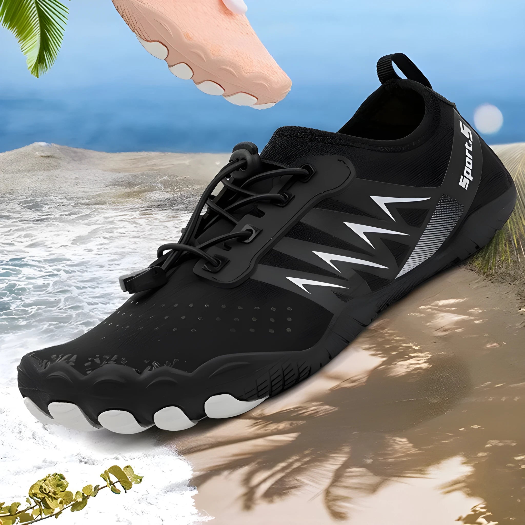 Low-top river tracing shoes with mesh upper and natural rubber outsole in apricot colour