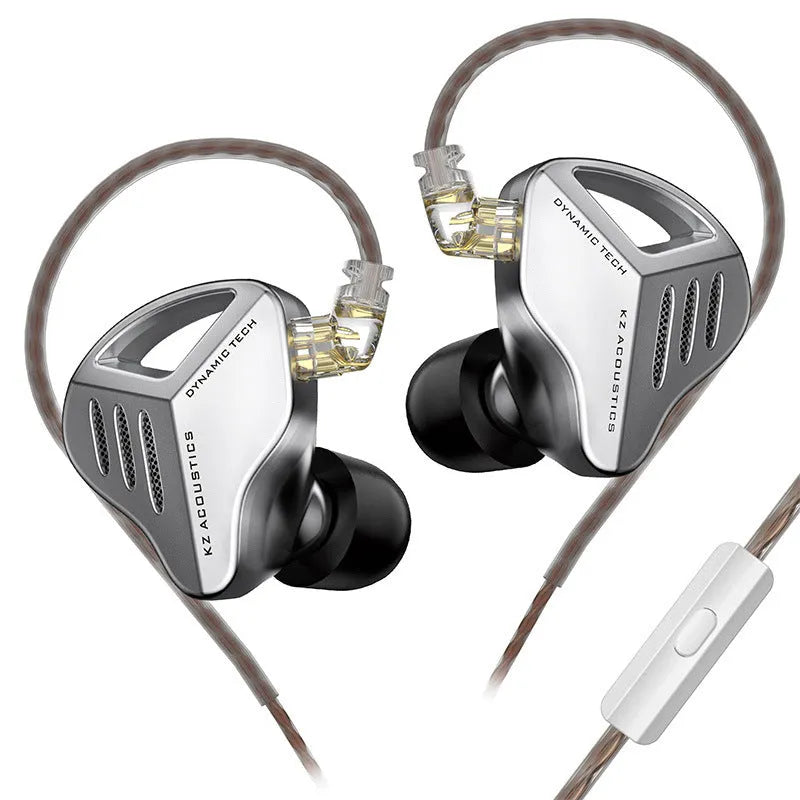 KZ ZAX black and silver blue in-ear headphones with 3.5mm L-bend plug and optional microphone.