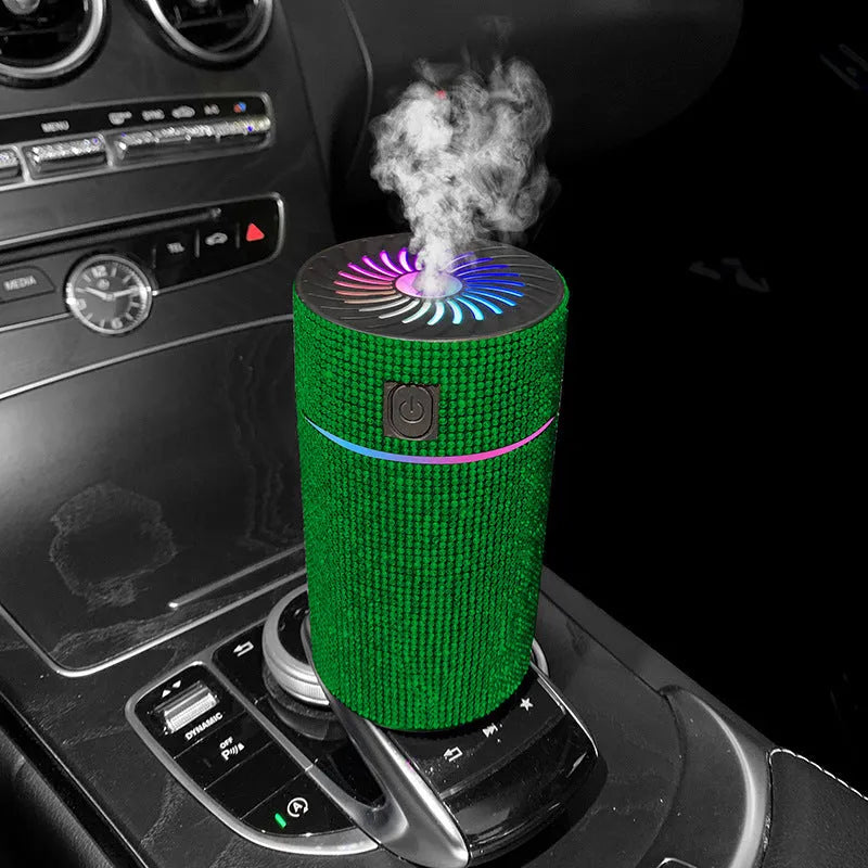 Diamond-shaped car humidifier with air purifier function in multiple colour options