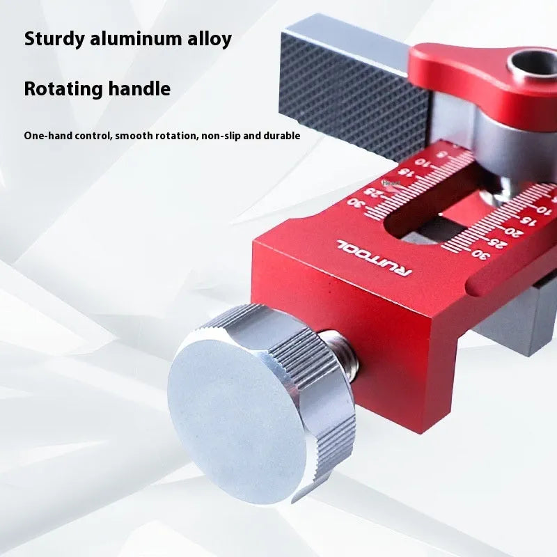 Aluminium alloy cabinet door installation aid with diamond-shaped 10mm guide plates for woodworking.