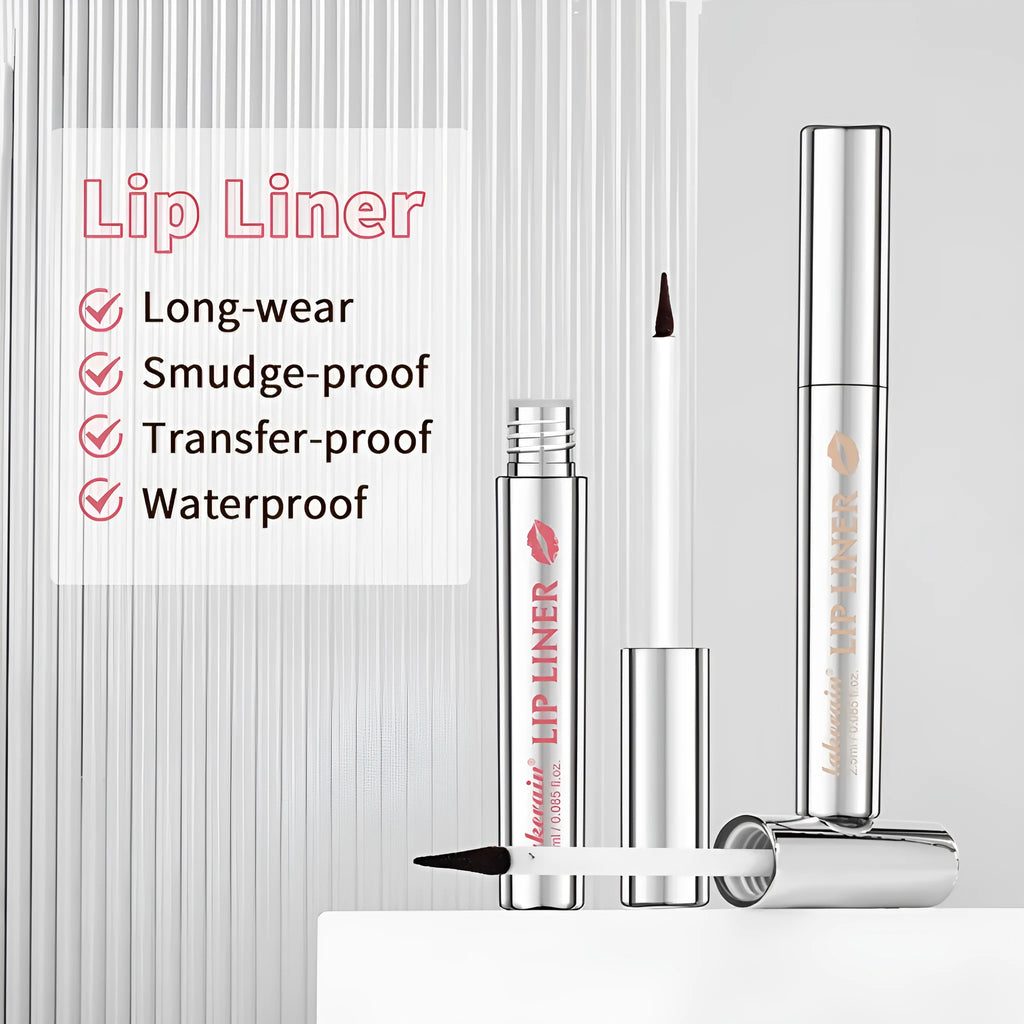 Matte finish pointed toe lip liner pencil shown in four colour shades