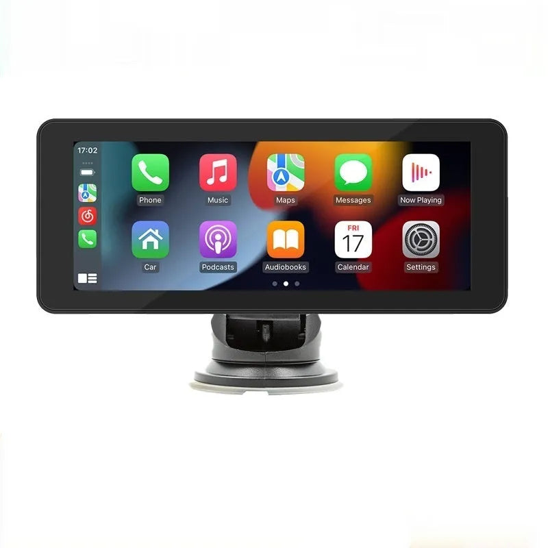 Portable wireless car video player with 6.86-inch screen on a plastic housing.