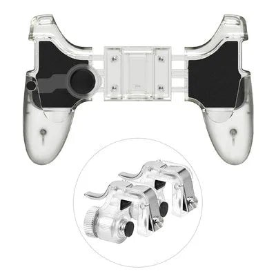 Black and brown black versions of a plug-in mobile phone game controller with a wired connection.