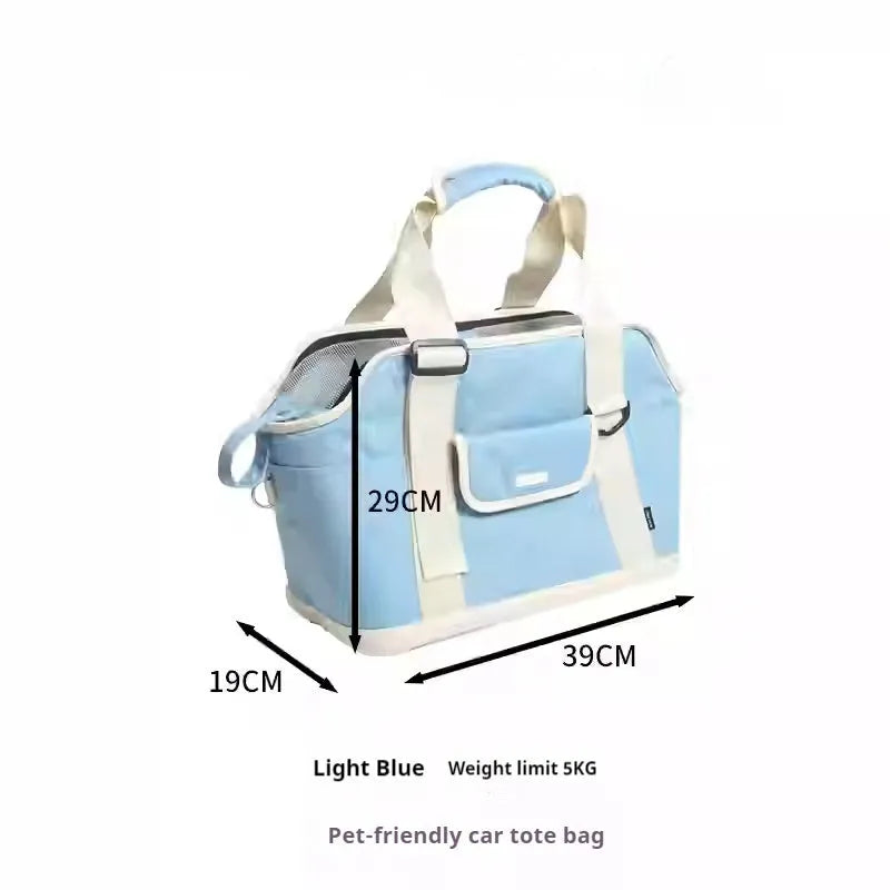 Pet outdoor backpack in Light Blue – water repellent polyester fibre carrier for small cats and dogs under 5kg