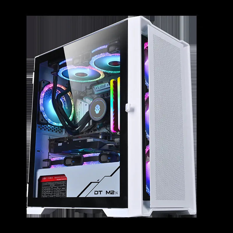 Wide body tempered glass computer case black vertical desktop chassis with front USB 3.0 port and ITX motherboard support