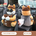 Plush fabric car tissue box for flip armrest showing Man Dog character design
