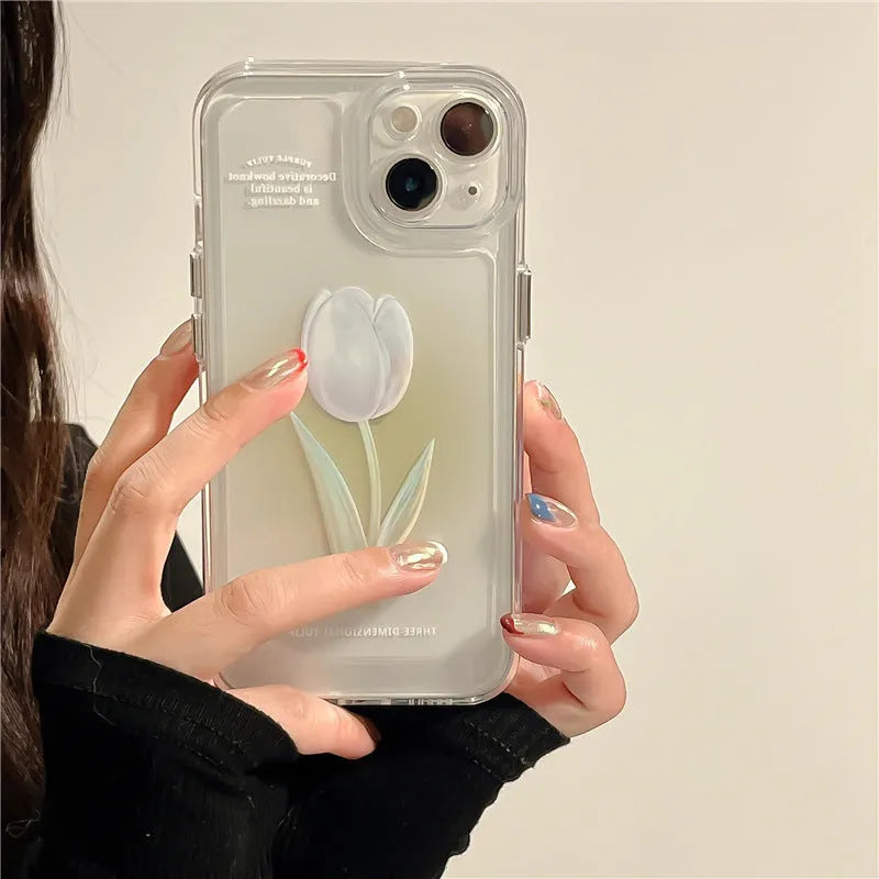 Tulip all-inclusive TPU phone case in gradient rose colour showing full edge and back coverage for iPhone
