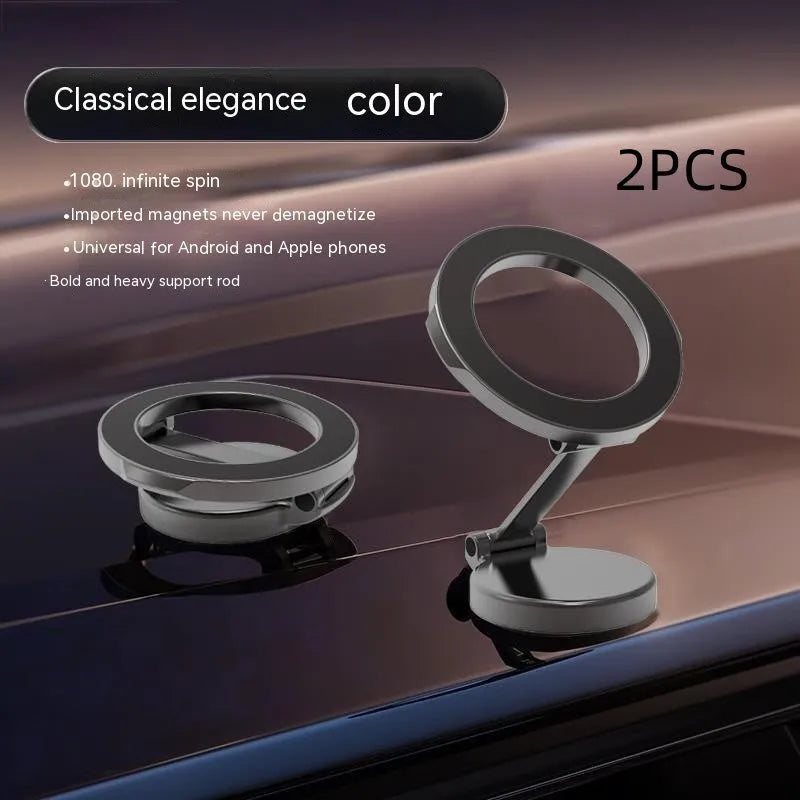 All-metal foldable magnetic car phone mount in Qian colour for dashboard placement