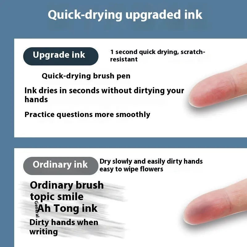 Pack of 10 quick-drying ballpoint pen refills in black, blue, red, and ink blue colours