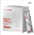 Two-bottle pack of an anti-ageing dietary supplement drink containing nicotinamide riboside and resveratrol.