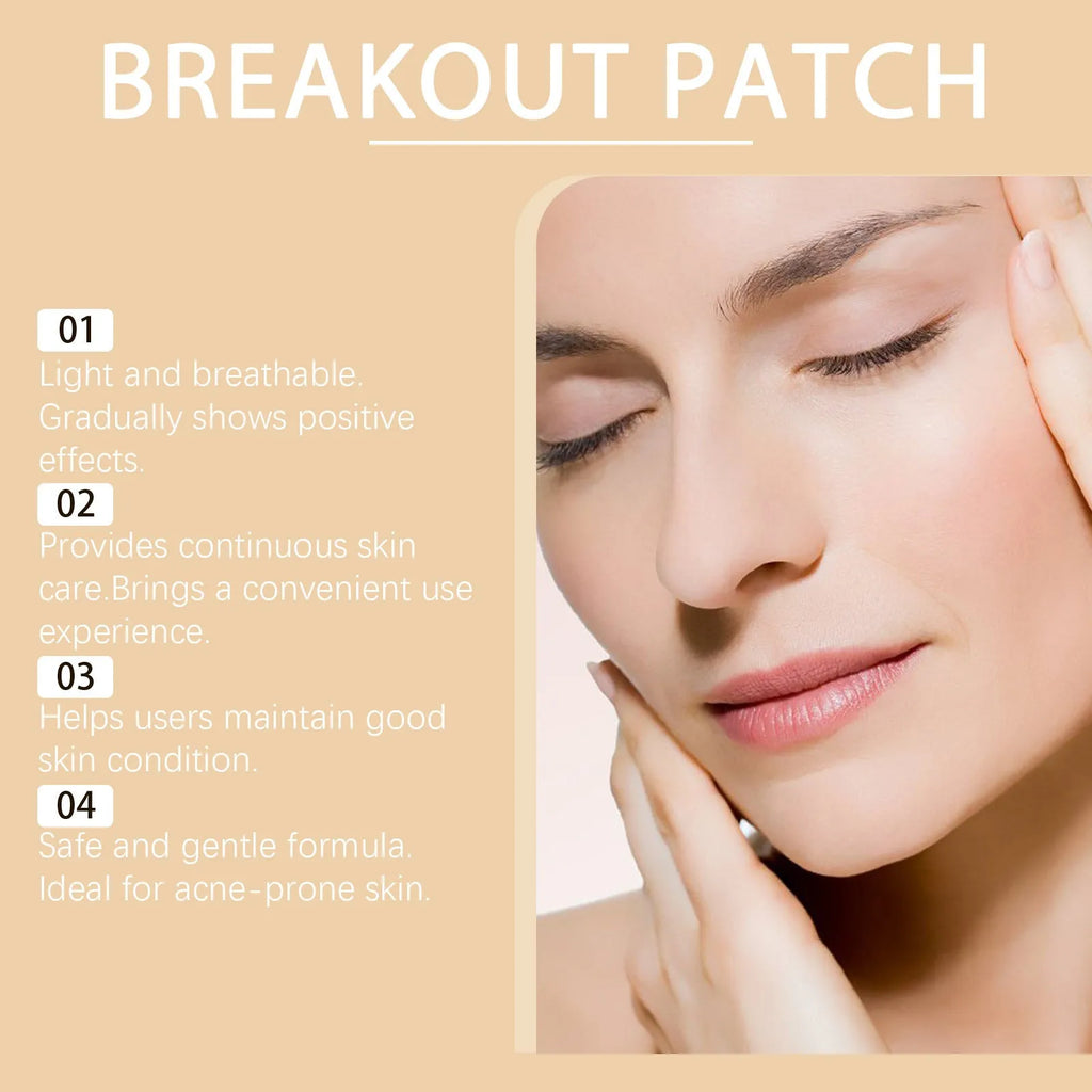 Pack of 8 acne patches containing tea tree oil and asiatic centella extract for skin care.