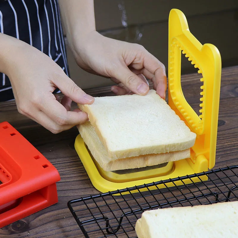 Red square sandwich cutter pressing mold made from PP plastic for neat sealed bread edges