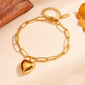 Titanium steel metal bracelet with round chain and heart detail in gold N510 colour