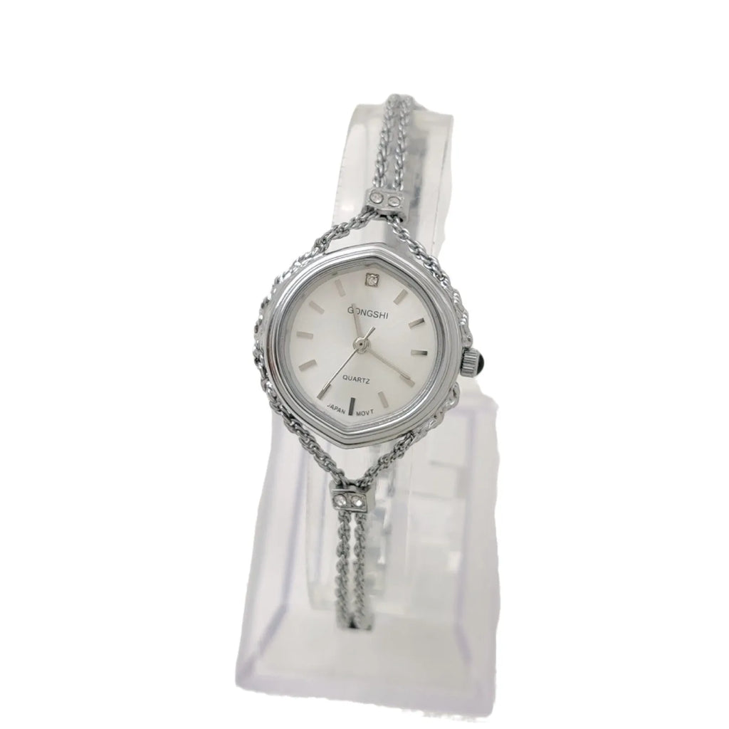 Women's Mori style quartz watch with 25mm dial and mineral glass mirror in gold colour