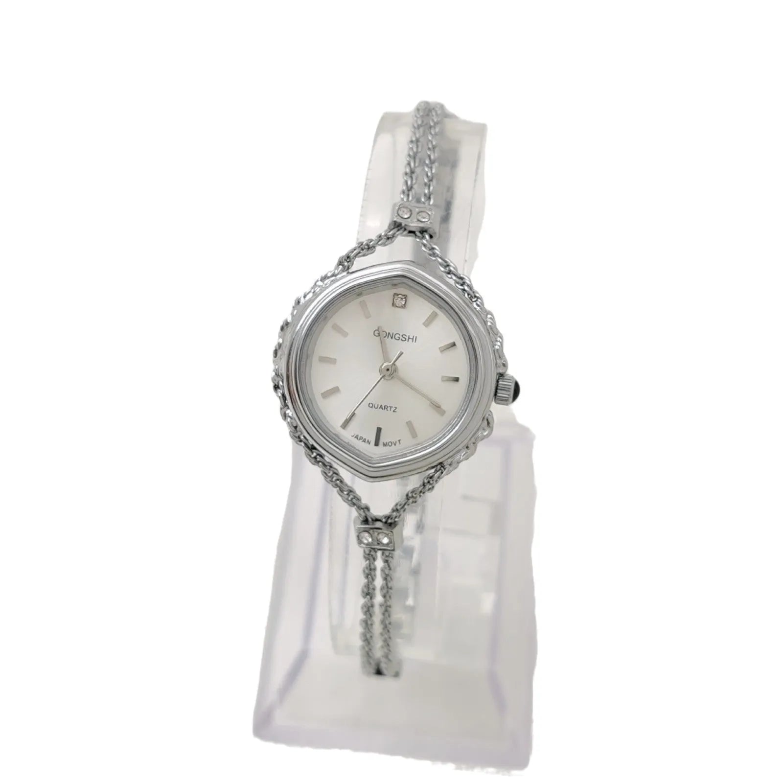 Women's Mori style quartz watch with 25mm dial and mineral glass mirror in gold colour