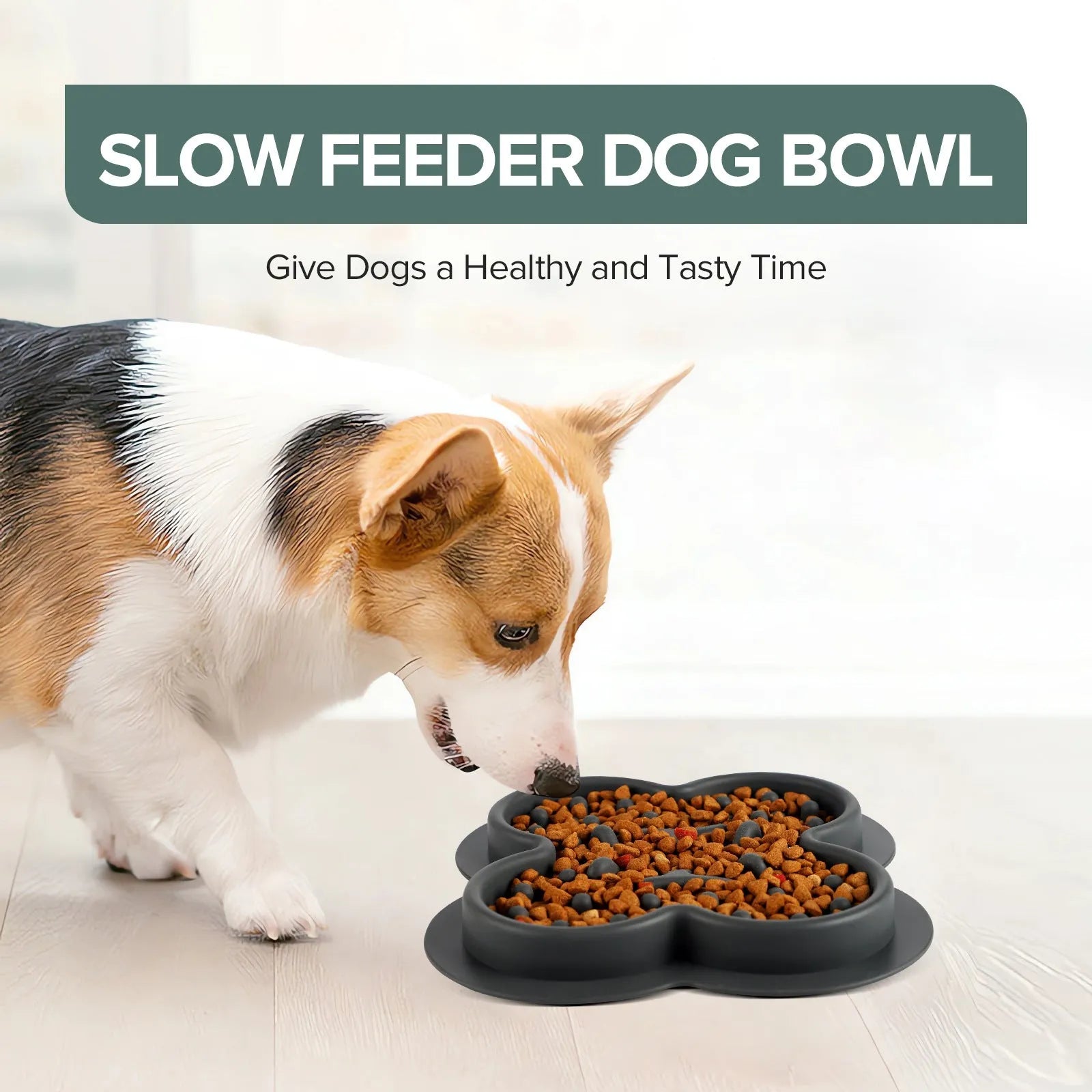 Silicone pet licking mat slow feeder in assorted colours on a floor