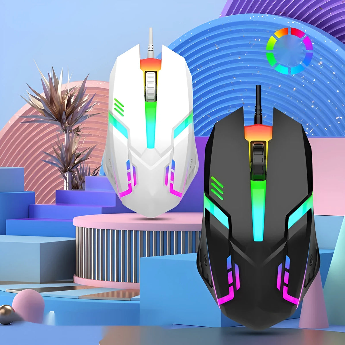E-sports weighted wired USB mouse in black and white for laptop gaming