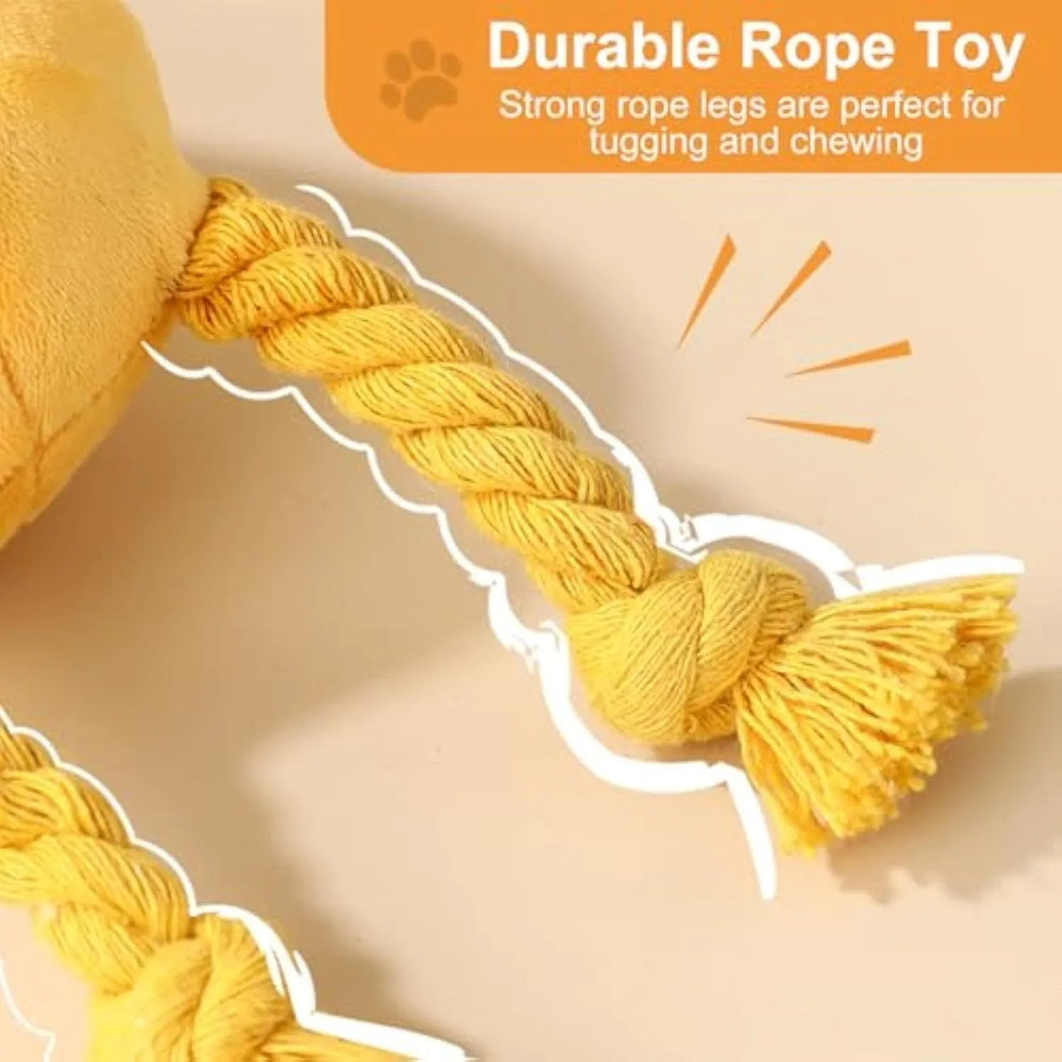 2pcs squeaky rope plush dog toys in blue and yellow for small dogs, puppies, and medium breeds
