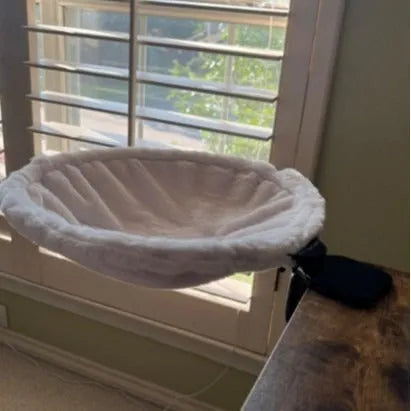 White plastic adjustable cat hammock bed with 42.5cm diameter for cage use