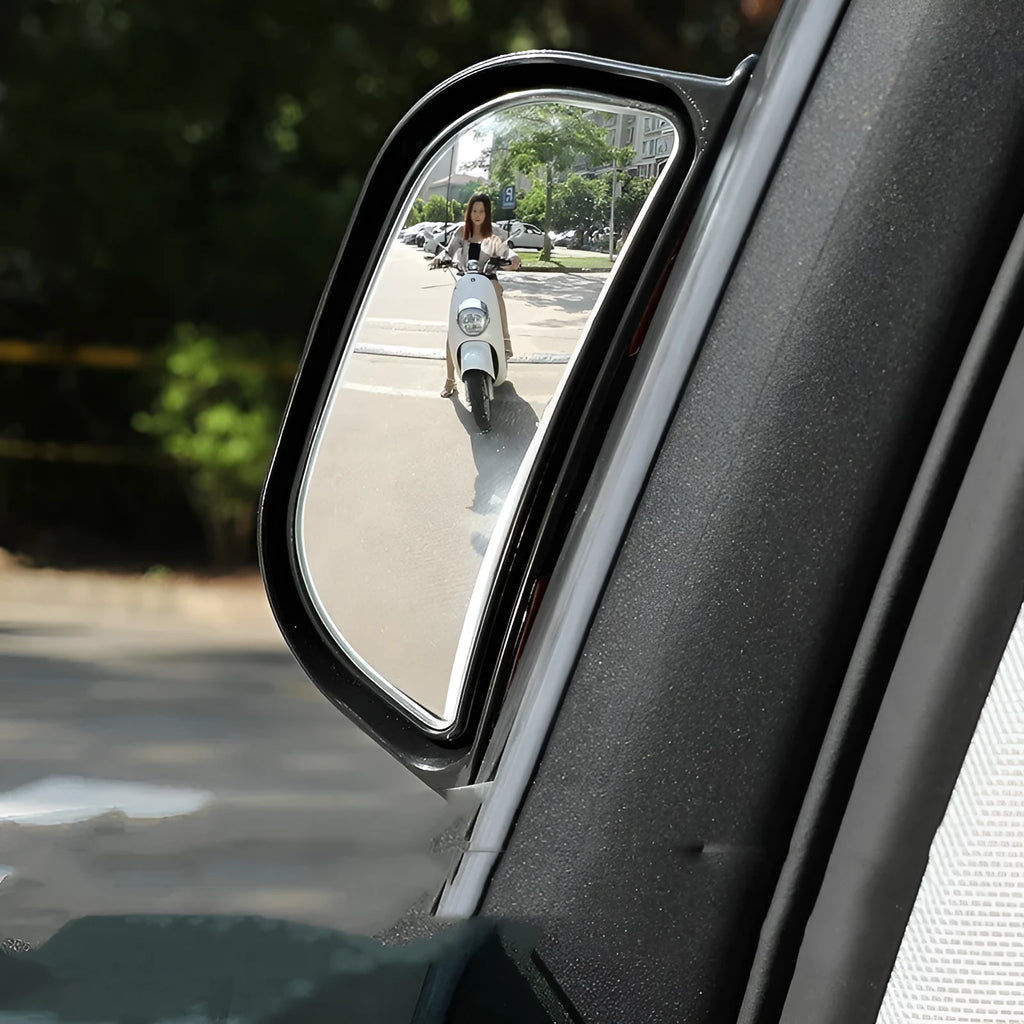 Universal two-row wide-angle exterior car rearview mirror in black or white