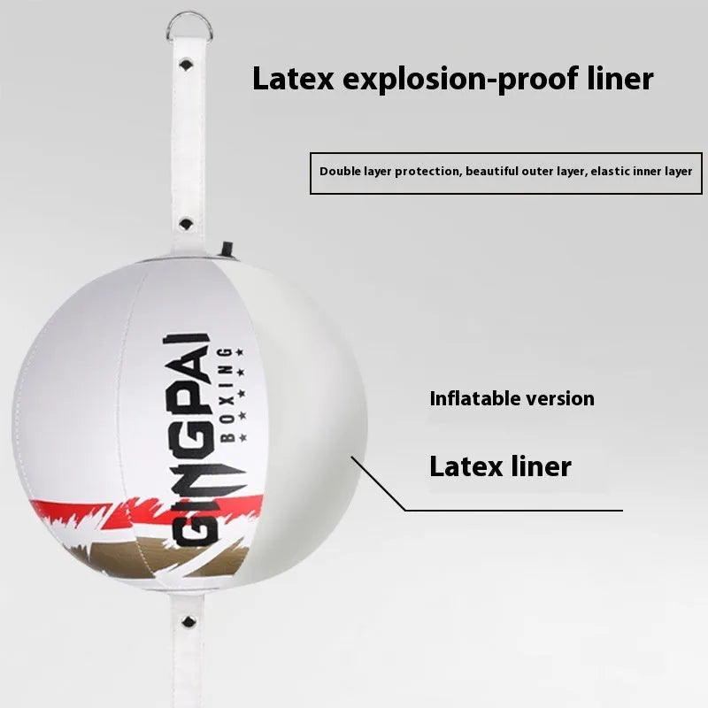Hanging boxing speed ball training equipment in black, black and green, or white PU construction