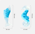 Two PU nylon dog chew toys: one seahorse shape and one tuna shape, for small breed puppies.