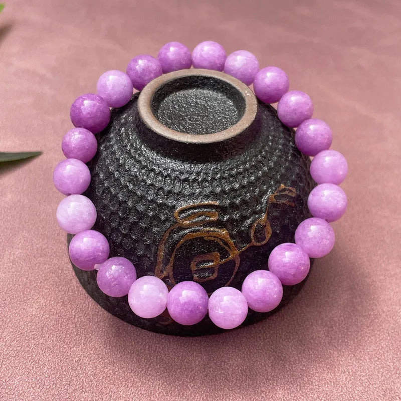 Purple Chinese-style quartz jade bracelet with single circle and three-circle bead options.