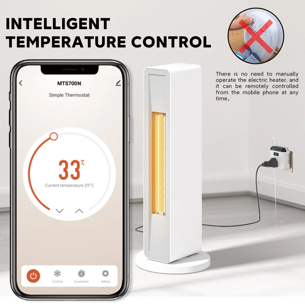 White European smart socket with remote control showing two power jacks and dimensions