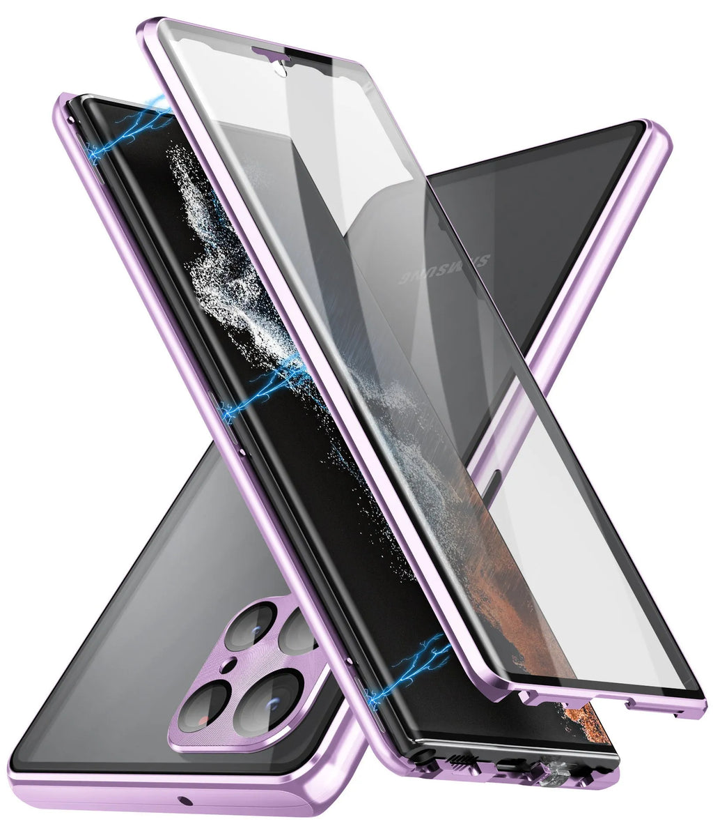Samsung S24 Ultra metal phone case with peep-proof magnetic mirror in multiple colour options