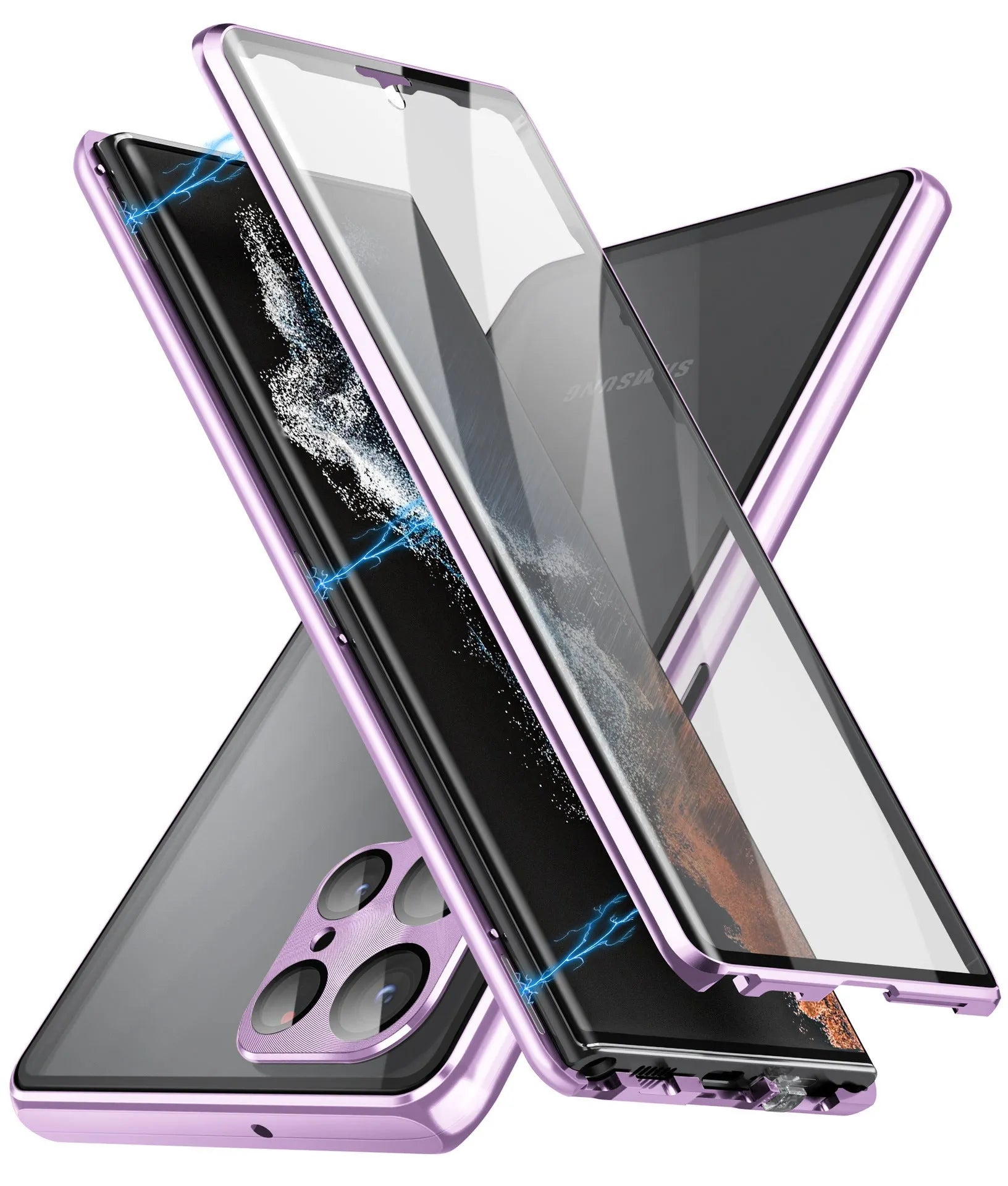Samsung S24 Ultra metal phone case with peep-proof magnetic mirror in multiple colour options