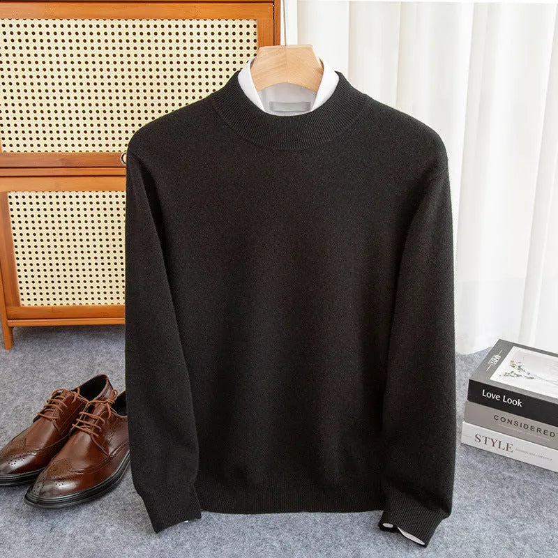 Men's half-collar wool sweater in loose fit winter jumper available in multiple colours