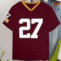 Red loose fit cotton t-shirt with white printed lettering on the front.