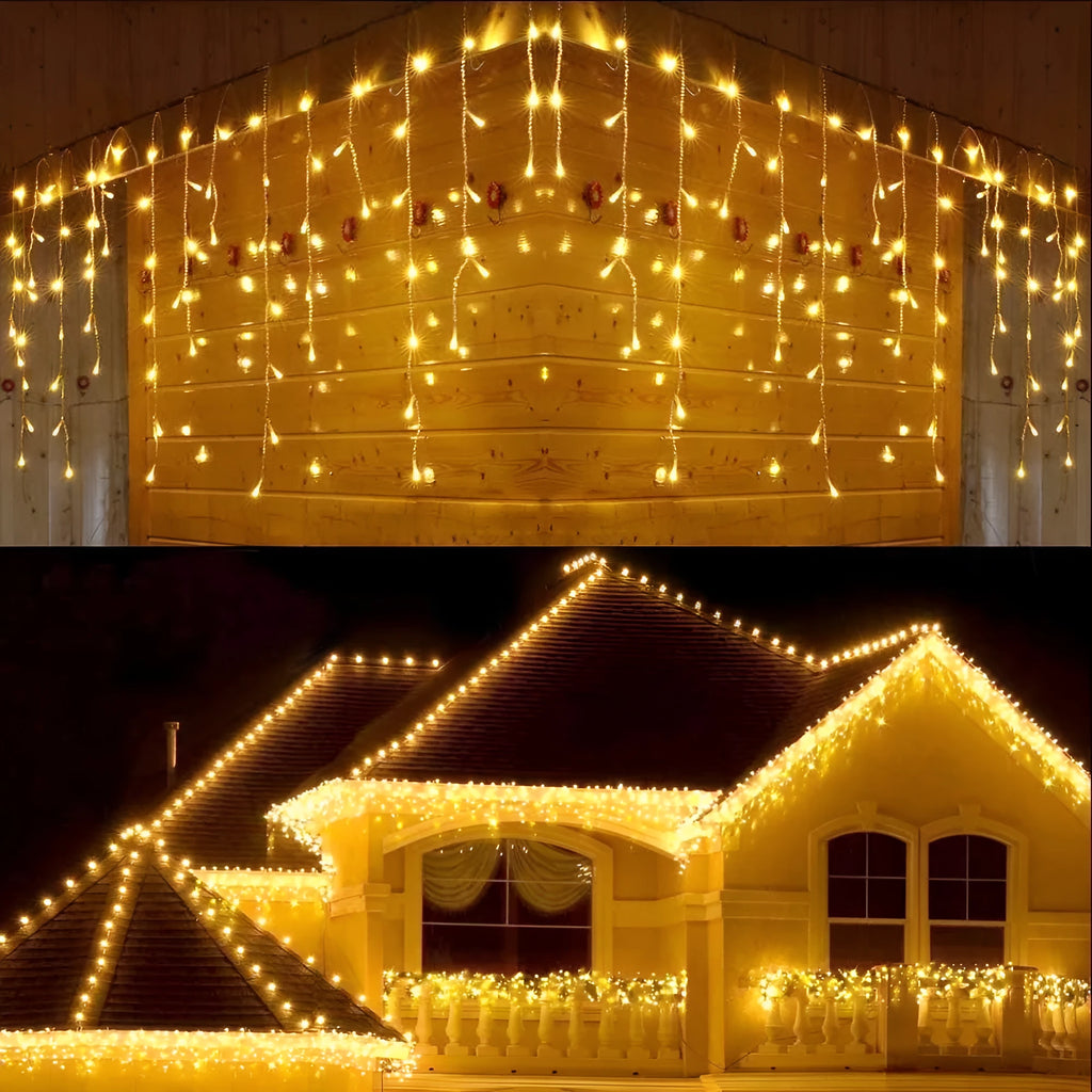 LED ice bar light string with warm white and blue lamps, plug-in design, 4m length, for holiday decoration
