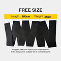 Women's black waist trainer exercise restraint belt showing its 10cm width and long length.