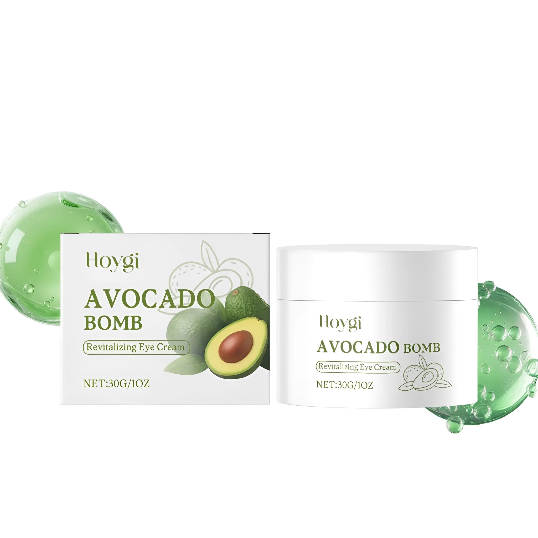 30g container of avocado anti-aging eye cream with shea butter and vitamin E.