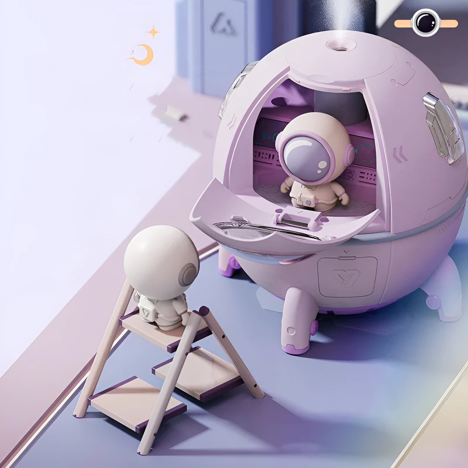 White USB astronaut humidifier ornament with vase shape, 110x110x119mm, on a desk