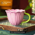 Red and purple pastoral floral patterned ceramic breakfast cup with 500ml capacity.