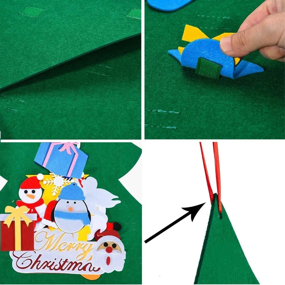 Felt Christmas tree and snowman holiday decoration in multiple styles for festive wall art