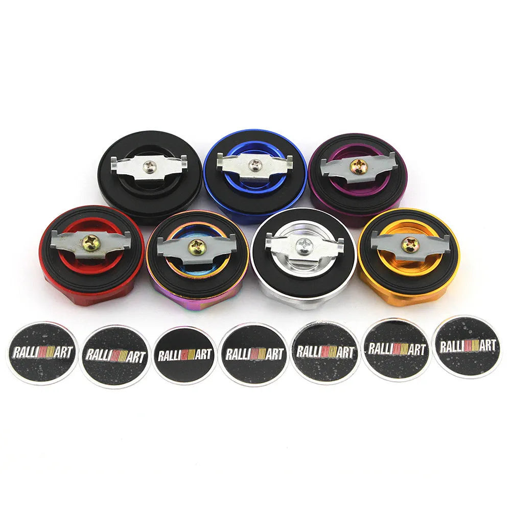 Aluminium alloy oil filter cap for Mitsubishi models in six anodised colours.