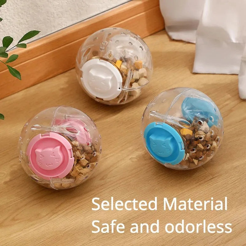 Blue pink or white ABS plastic cat slow feeder leaky ball toy 11.5cm diameter