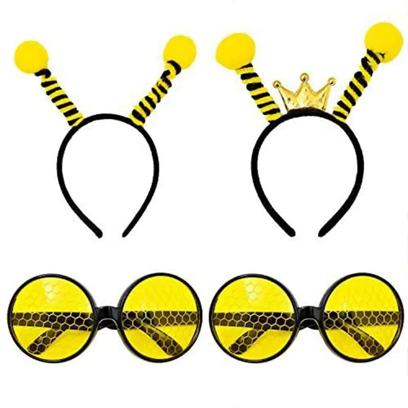 Children's cloth bees costume headband and glasses set with butterfly and ladybug details.