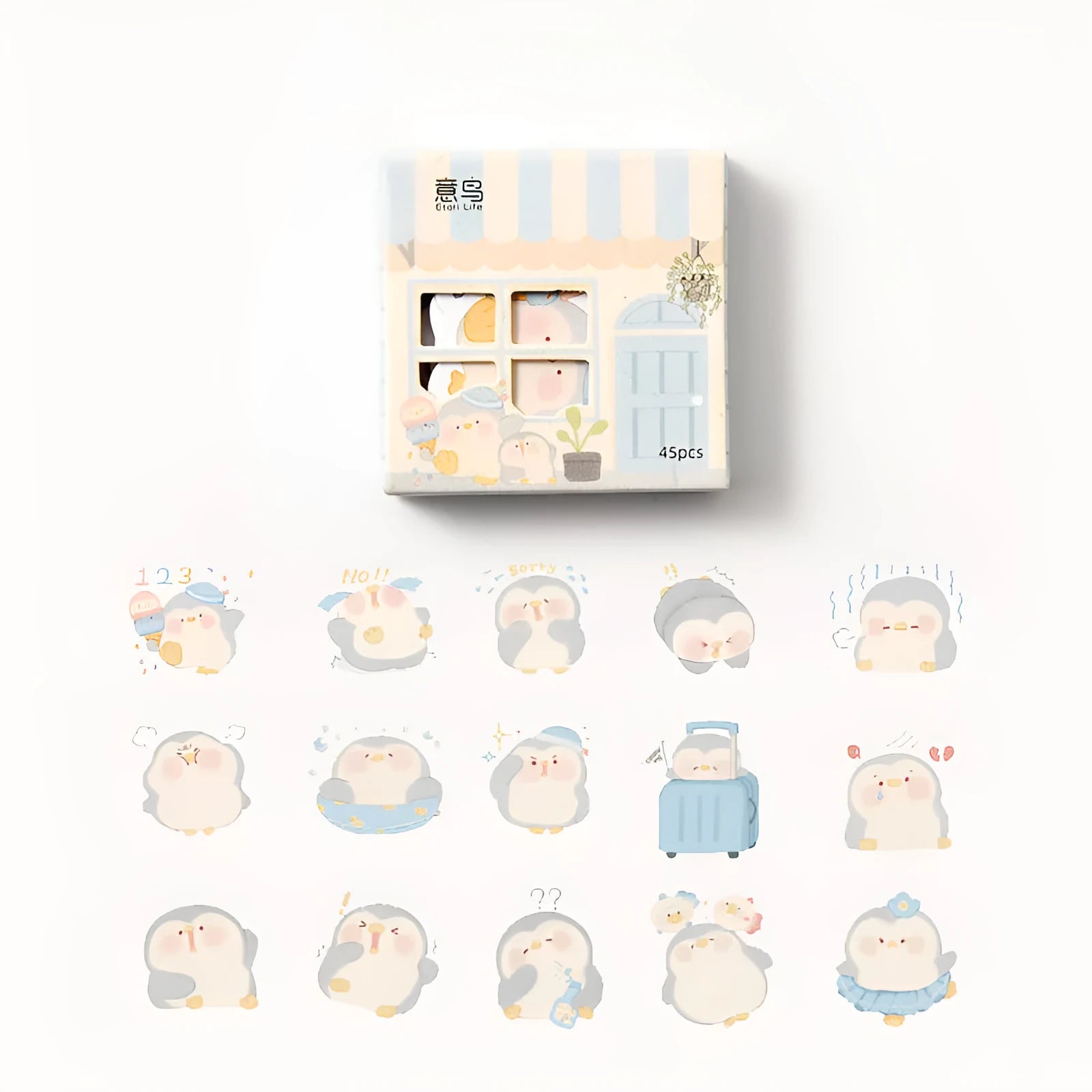 Penguin account stickers in varying widths from 20mm to 50mm with cute decorative designs