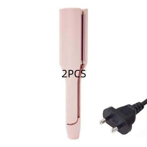 32mm pink hair curling iron with ceramic barrel and 4 heat settings on white background