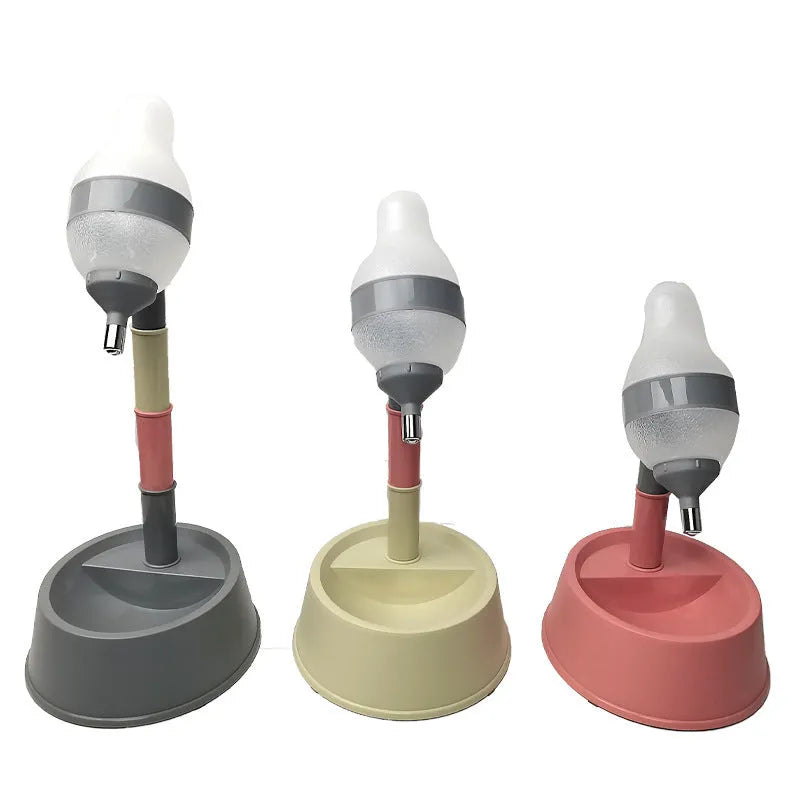 Green pet standing water dispenser with detachable height adjustment bars and ball-tip drinking nozzle