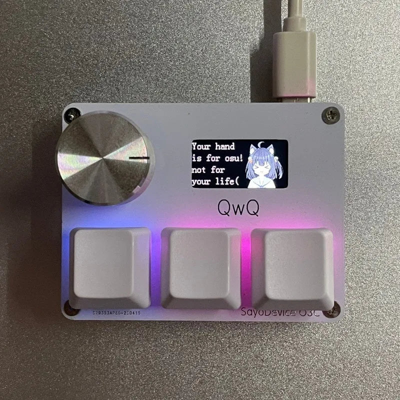 Customisable magnetic axis game keyboard keypad with colour screen, control knob, and RGB backlighting