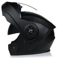 Matte black full face motorcycle helmet with ABS construction showing visor detail